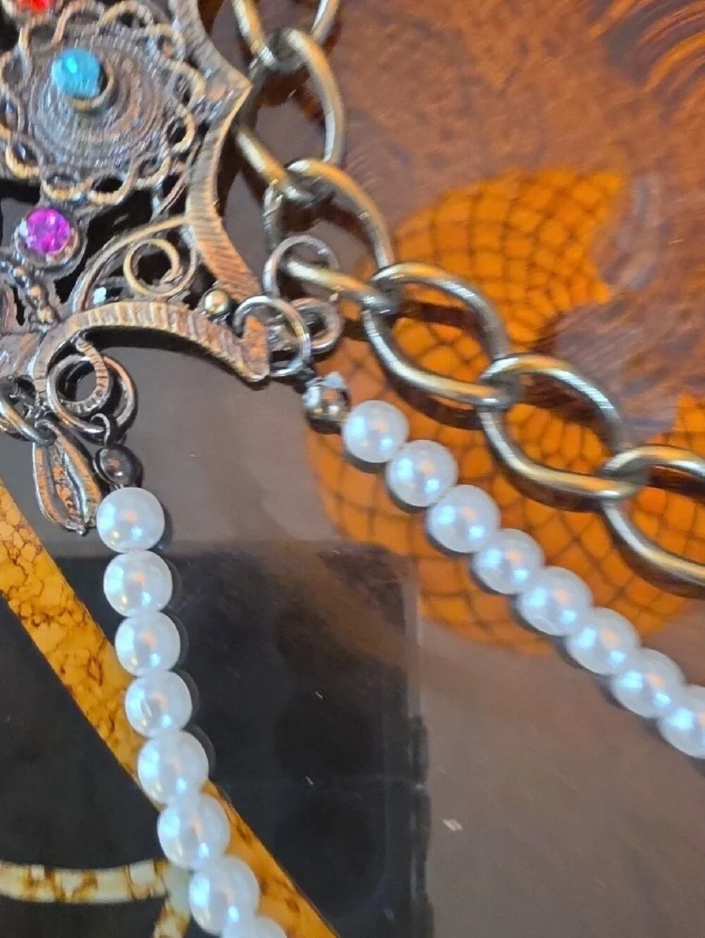 Vintage multi-strand gold-tone chain belt